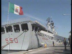 ITALY: BRINDISI: ITALIAN &amp; SPANISH NAVY VESSELS LEAVE FOR ALBANIA News Clip