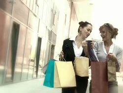 HD SLOW-MOTION: Best Friends Shopping Stock Footage