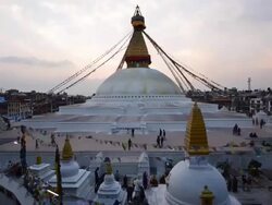Crowd walking around Bodnath Stupa in Kathmandu Nepal Stock Footage