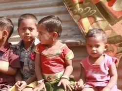 Group of Cheerful Rural Indian Children Stock Footage