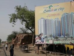 WS Billboard advertising new condo development / New Delhi, India Stock Footage