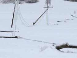 Broken Power Poles In Snow Stock Footage