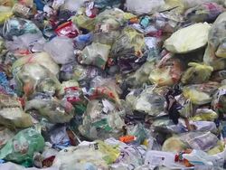 Piles of Plastic Waste PAN & TILT Stock Footage