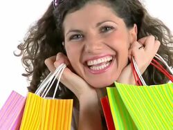 HD SLOW-MOTION: Happy shopper Stock Footage