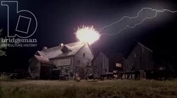 Lightning striking canery, 1908 - reenactment Stock Footage