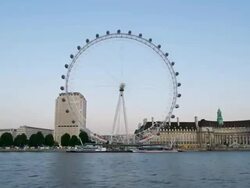T/L London Eye from Embankment at dusk, London, England Stock Footage