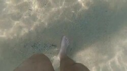 male legs walking under sea Stock Footage