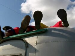 HD 1080i Clown Feet on trailer Stock Footage