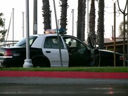 Two Police Cars at Crime Scene Stock Footage