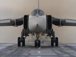 Takes off and landing of military planes. Stock Footage