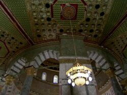 MS PAN ZI View of roof architecture inside Dome of the Rock / Jerusalem, Palestine, Israel Stock Footage
