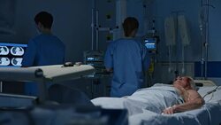 DS Medical nurses checking intensive care patient Stock Footage