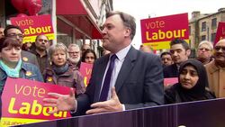 Labour Election Campaign: Ed Balls speaking to supporters in Dewsbury News Clip
