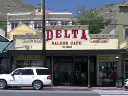 Virginia City Delta Saloon traffic Stock Footage