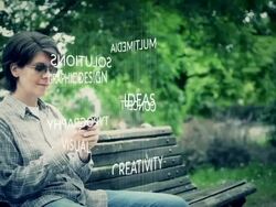 Woman playing with cell phone. Graphic design concept. Stock Footage