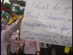 Powell arrival, protests, meeting with foreign minister News Clip