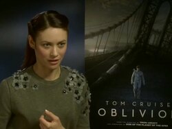 INTERVIEW - Olga Kurylenko on not being into Sci-Fi, what attracted her to the project, the challenges of filming some of the scenes at 'Oblivion' Interviews at Dorchester Hotel on April 04, 2013 in London, England (Footage by WireImage Video/Getty Images) Stock Footage