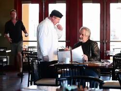 MS PAN Owner of restaurnat talking to chef about menu / Santa Fe, New Mexico, United States Stock Footage