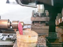 old style lathe machine doing metal working Stock Footage