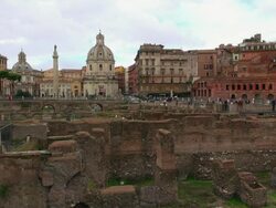 WS Foro Traiano and Foro di Nerva / Rome, Latium, Italy Stock Footage
