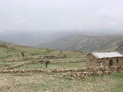 Afar landscape with stone enclosures Stock Footage