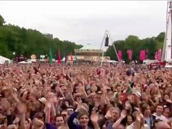 W/S EXT Concert Crowd Festival Day Hands Waving Stock Footage