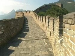 Point of view, moving along Great Wall of China, Mutianyu, China Stock Footage
