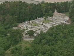 MS AERIAL Shot of houses in La Begude de Mazenc / Rhone Alpes, France Stock Footage