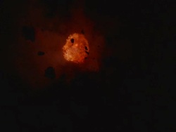 MS View of explosion in air at night / Unspecified Stock Footage