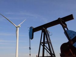 Wind Turbine, Sky, Oil Rig Stock Footage