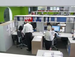 HD CRANE: Busy Workers In The Office Stock Footage