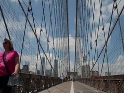 Lower Manhattan Viewed From Brooklyn Side of East River Stock Footage