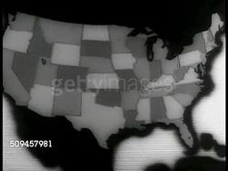 1937: CHILD LABOR AMENDMENT: MAP of the United States highlighting the five (5) states that ratified the Child Labor Amendment, darkening the 37 states that rejected. Instructional Video