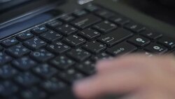 Typing On Laptop Keyboard,Close-up Stock Footage