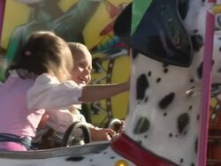 little kids in carousel  Stock Footage