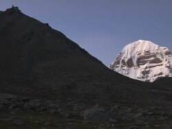 Pan Right wide shot North Face Mount Kailash Lhasa Tibet China Stock Footage
