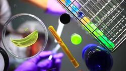 Researcher working with biochemicals in a lab Stock Footage