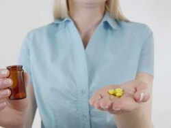 Girl pouring cough syrup Stock Footage