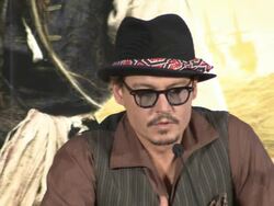 INTERVIEW Johnny Depp on bugs, insects, shooting locations at the Pirates of the Caribbean - On Stranger Tides Press Conference at London England. (Footage by WireImage Video/GettyImages) Stock Footage