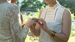 Lesbian couple exchanging rings on their wedding Stock Footage