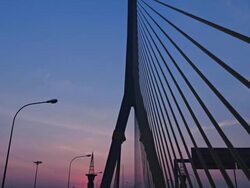HD Timelapse:Rama VIII Bridge in morning.sunrise on sky.(zoom out) Stock Footage
