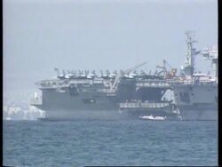 Israel/Iraq-US Carrier Docks In Israel; Saddam News Clip