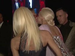 Lady Gaga and Elton John at the Elton John AIDS Foundation Presents 22nd Annual Academy Awards Viewing Party Sponsored By Chopard, Neuro Drinks And Wells Fargo Stock Footage
