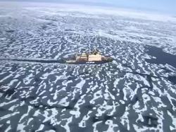 Icebreaker sailing through Northwest Passage Ice Floes News Clip