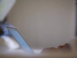 Woman using laptop computer Stock Footage