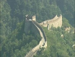 Watchtower in Great Wall of China, Mutianyu, China Stock Footage