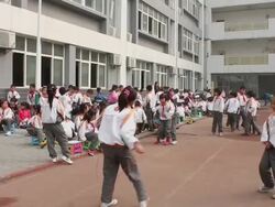 WS School students playing on playground of school/xian,shaanxi,China Stock Footage
