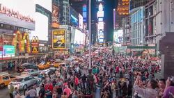 Crowd of people on Times Square Stock Footage