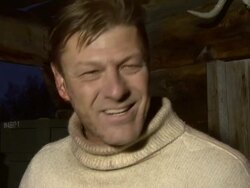 INTERVIEW Sean Bean on how his wife in the movie is played by his real life wife Georgina Sutcliffe at the Age of Heroes Set Visit at Haugesund . (Footage by WireImage Video/GettyImages) Stock Footage