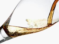  CU SLO MO Beer being poured into glass / vieux pont en auge, Normandy Stock Footage